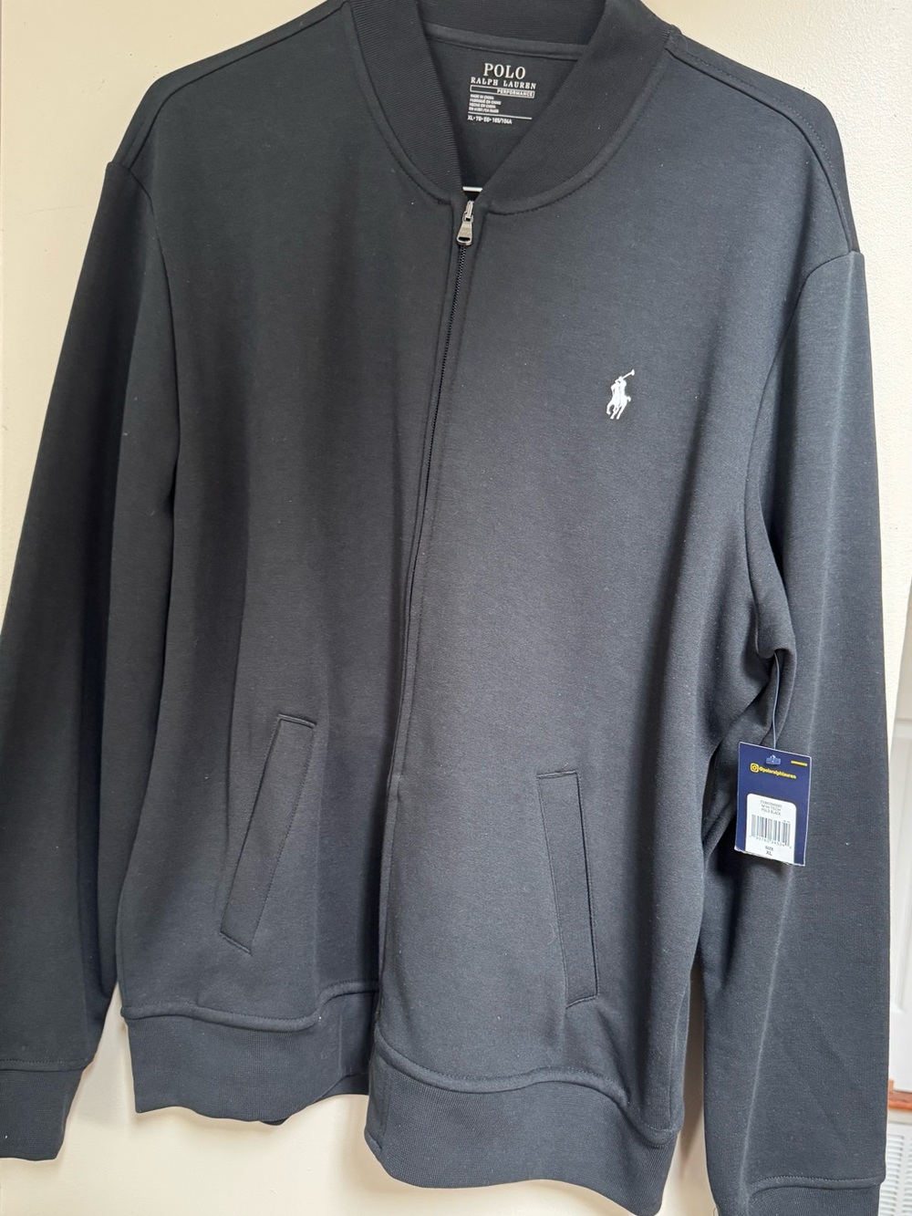 Polo by Ralph Lauren Men’s Black Zip-Up Jacket with White Polo Pony